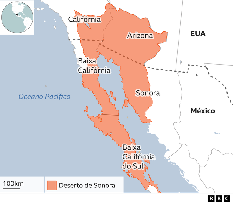 mapa do Deserto de Sonora 