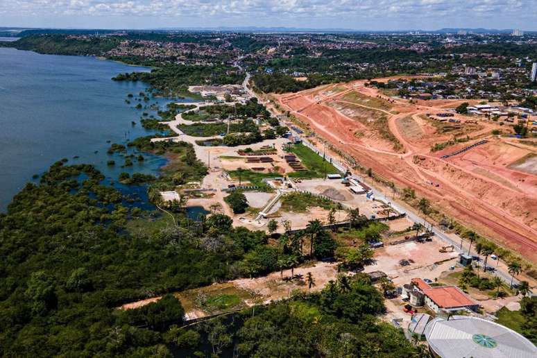 Região da Lagoa Mundaú, onde fica a mina 18. Antes do desastre ambiental em 2018, a porção marrom tinha imóveis residenciais