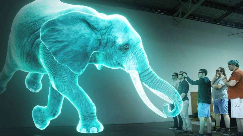 O sistema holográfico do zoológico detecta a posição de todos os visitantes no interior da sala