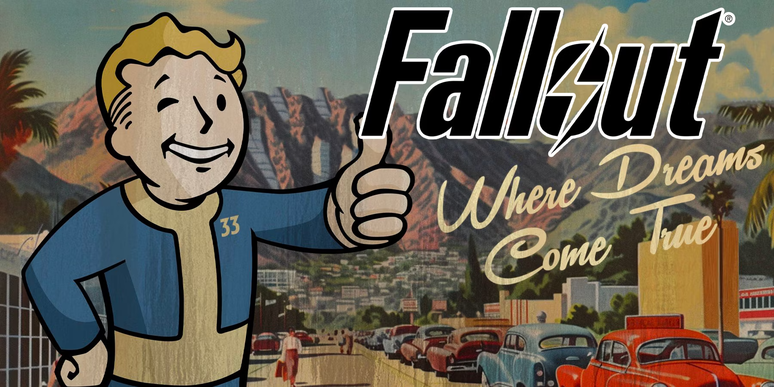 O boneco sorridente nos anúncios de Fallout é o Pip-Boy, mascote da Vault-Tec