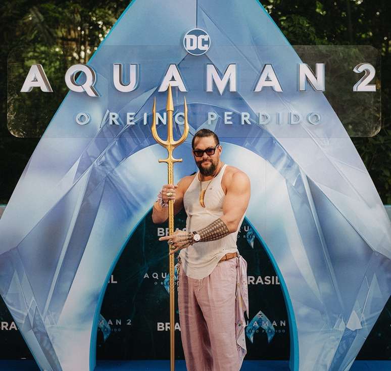 Jason Momoa esteve no Brasil para promover 'Aquaman 2: O Reino Perdido' na CCXP23