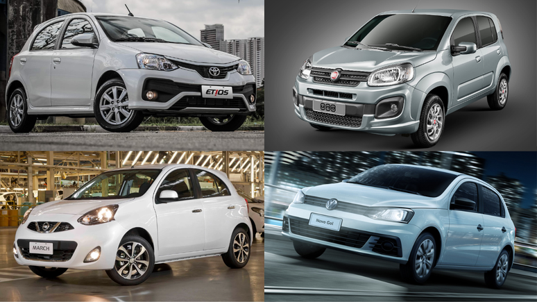 Toyota Etios, Nissan March, Fiat Uno e VW Gol: hatches que tinham versões com preços mais acessíveis