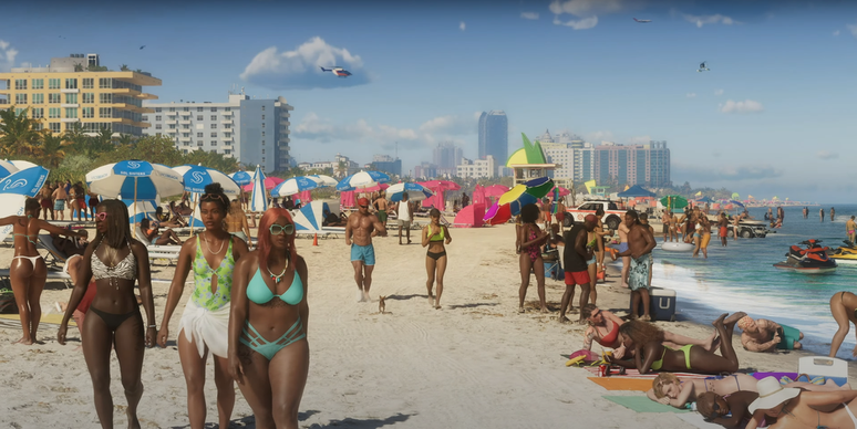A praia de Vice City em GTA 6 (Imagem: Reprodução/Rockstar Games)