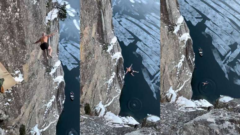 Norwegian goes viral after diving from a 40.5m cliff and breaking the world record;  watch the video