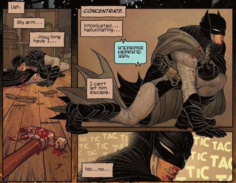 Batman aumenta gradativamente seu "sonar" para saber onde está o bandido (Imagem: Reprodução/DC Comics)