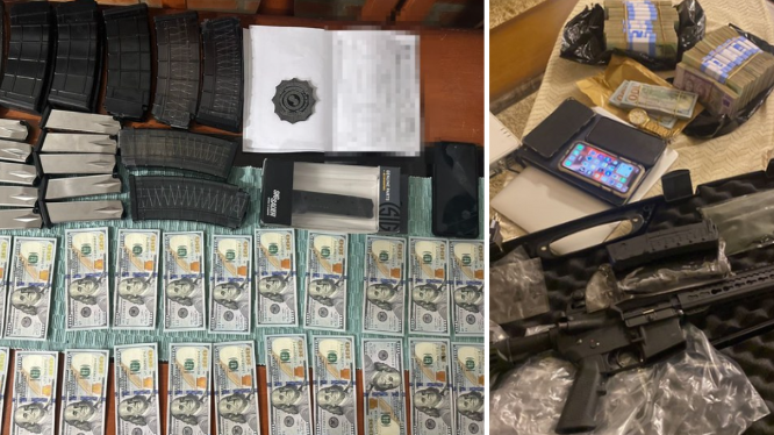 Dinheiro e armas apreendidos pela Operação Dakovo, da PF
