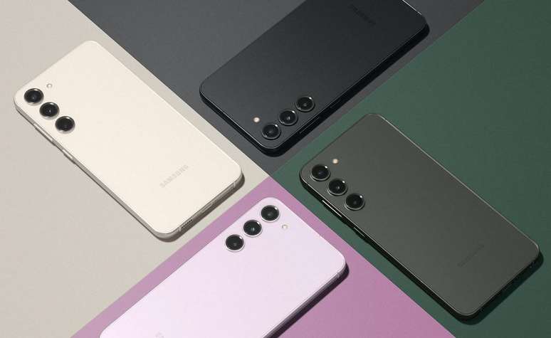 Todos os smartphones atuais da Samsung seguem a linguagem visual adotada pela linha premium Galaxy S23 — é possível que isso mude com a suposta repaginação planejada para o Galaxy S25 (Imagem: Divulgação/Samsung)