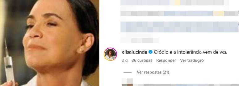 Elisa Lucinda rebate postagem de Regina Duarte