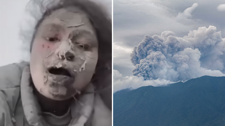 Adolescente grava momento de desespero após vulcão entrar em erupção na Indonésia; veja