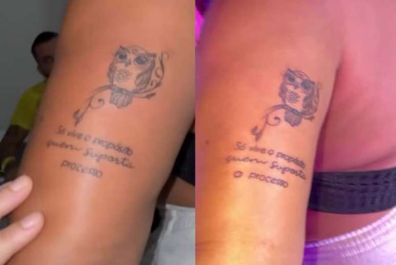 Antes e depois da tatuagem de Leide