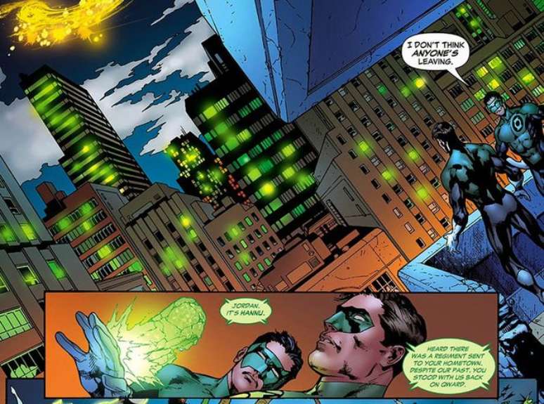 Os humanos ficaram para apoiar os Lanternas Verdes em Coast City durante a Guerra dos Anéis (Imagem: Reprodução/DC Comics)