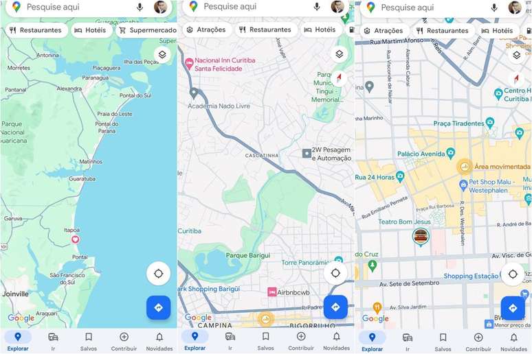Google Maps ganhou um novo visual em 2023 (Imagem: Captura de tela/Guilherme Haas/Canaltech)