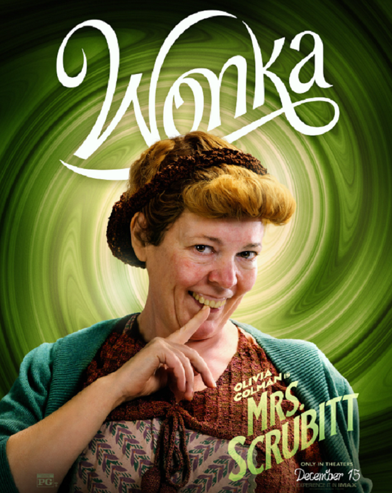 Olivia Colman aparece quase irreconhecível em Wonka. (Imagem:Divulgação/Warner Bros)