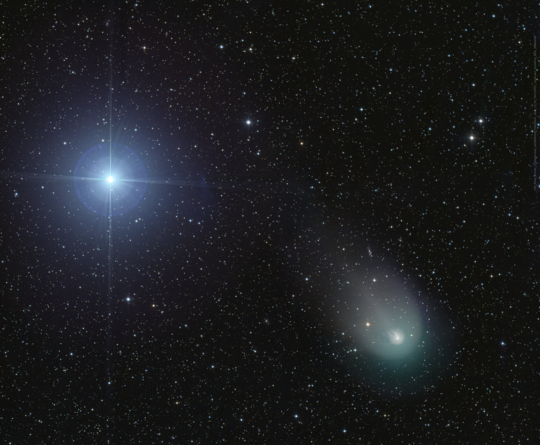 Estrela Vega e cometa 12P (Imagem: Reprodução/Dan Bartlett)