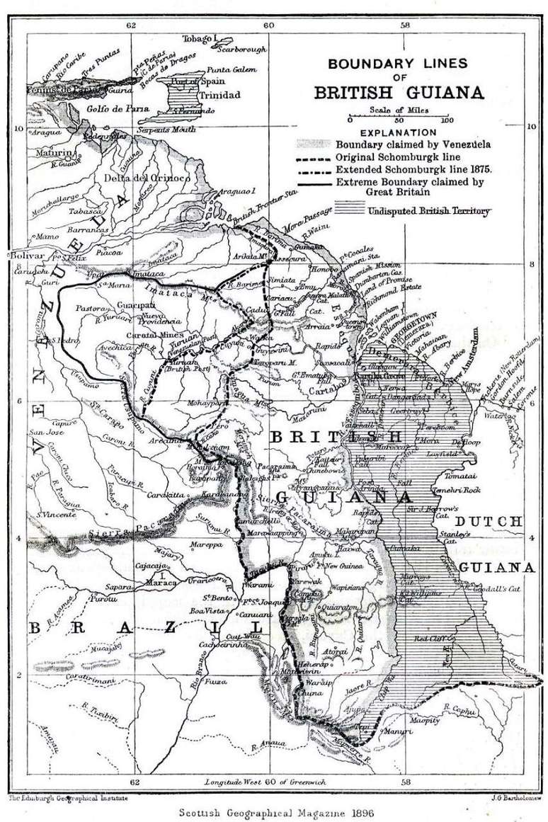 Mapa de 1896 da região