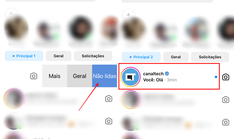 É possível marcar mensagens como não lidas no aplicativo do Instagram para iOS (Imagem: Captura de tela/Fabrício Calixto/Canaltech)
