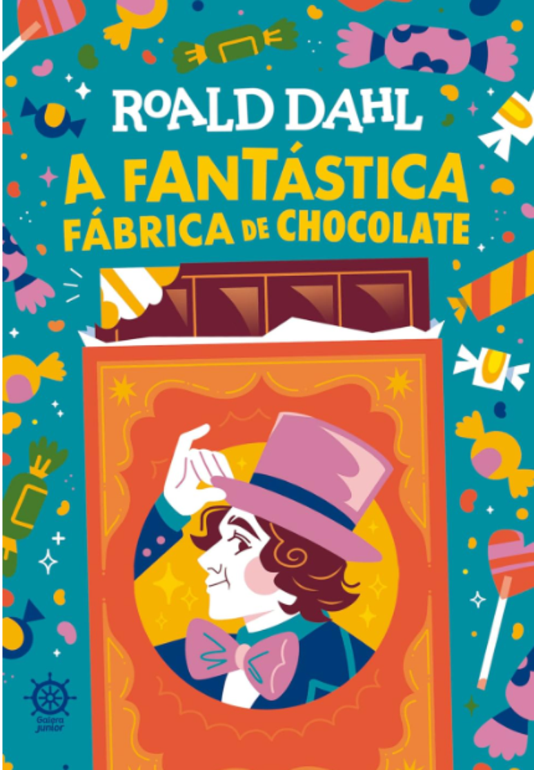O livro Charlie e a Fantástica Fábrica de Chocolate de Dahl serviu de inspiração para os filmes. (Imagem: Divulgação/Galera Junior)