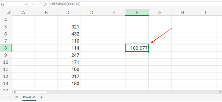 O aplicativo do Excel permite fazer cálculo de desvio padrão de forma bem simples (Imagem: Captura de tela/Fabrício Calixto/Canaltech)