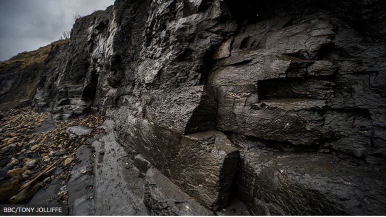 Penhascos de Kimmeridge Clay em Dorset já formaram lama do fundo dos mares jurássicos