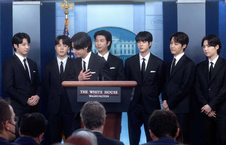 Integrantes do BTS na Casa Branca em maio de 2022