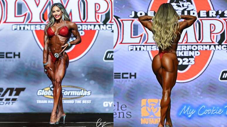 Francielle Mattos no palco do Mr. Olympia em 2023 &ndash;
