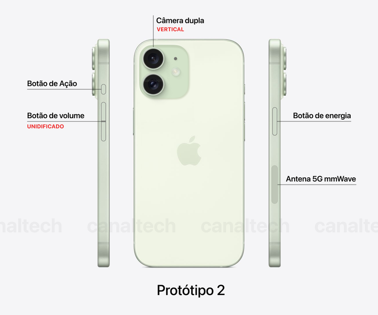 Otro modelo que Apple está estudiando incluye un nuevo botón de volumen y una cámara estilo iPhone 11 y sensores más grandes (Imagen: Victor Carvalho/Canaltech)