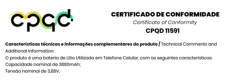 A certificação da bateria do Galaxy S24 aponta para capacidade nominal de 3.880 mAh, o que deve se converter em capacidade final de 4.000 mAh (Imagem: Reprodução/Anatel)