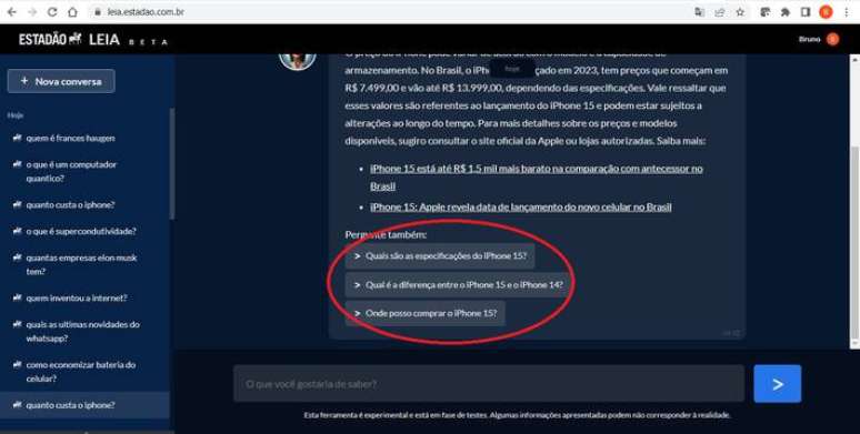 Leia sugere perguntas