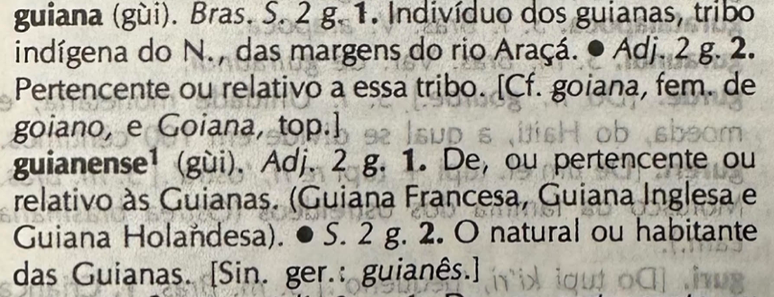 O Dicionário Aurélio e a definição de "Guiana"
