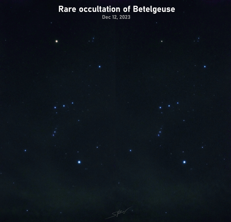 Ocultação de Betelgeuse fotografada de Almodovar del Rio, na Espanha (Imagem: Reprodução/Sebastian Voltmer)