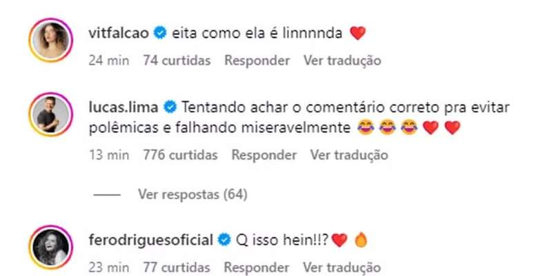 Lucas Lima comenta foto de Sandy (Reprodução/Instagram)