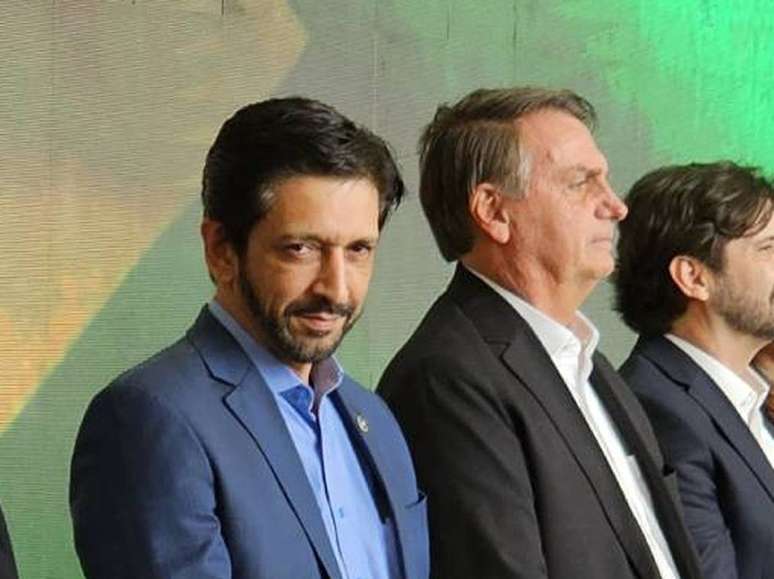 Ricardo Nunes e Bolsonaro em evento do PL no dia 6/5/2023