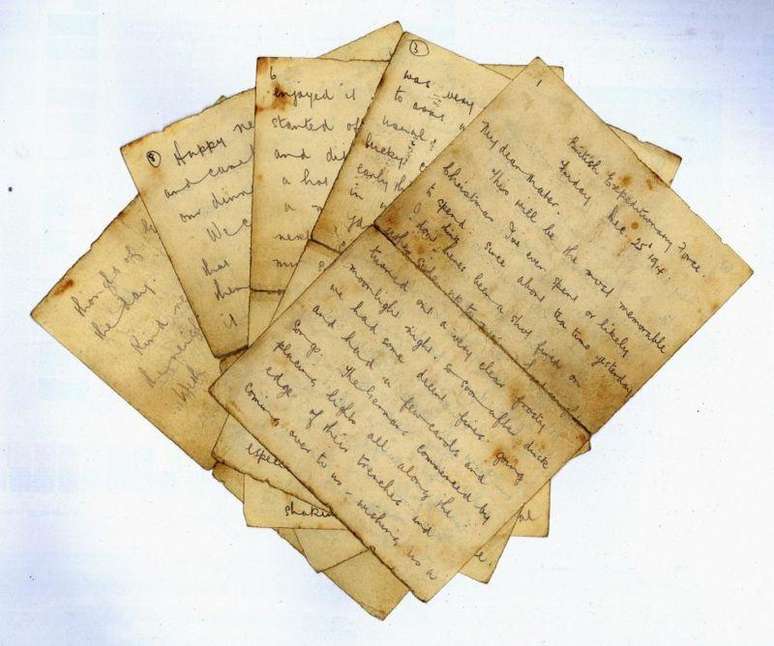 Carta de soldado britânico que escreveu sobre Trégua de Natal de 1914