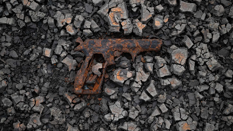 Arma enferrujada no Reservat&oacute;rio Woodhead, Gr&atilde;-Bretanha