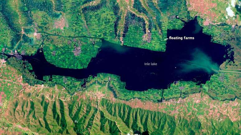 Fazendas flutuantes reduziram drasticamente superf&iacute;cie do Lago Inle, em Mianmar