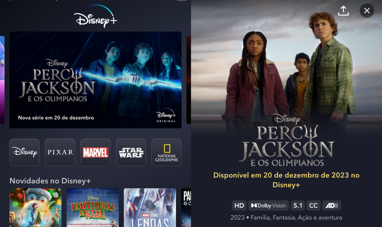 A série do Percy Jackson estreou recentemente no Disney+ (Imagem: Reprodução/Fabrício Calixto)