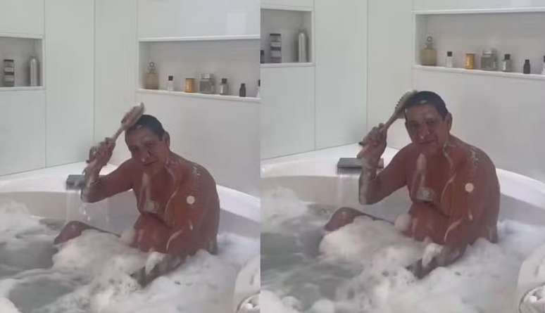 Zeca Pagodinho divulgou vídeo na banheira