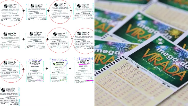 Imagens mostram bilhetes falsificados por PM suspeito de sumir com R$ 35 mil; valor seria usado em bolões da Mega da Virada.