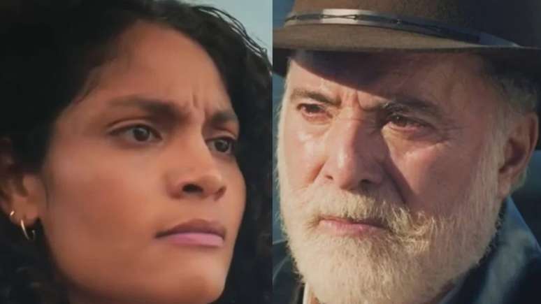 Aline (Bárbara Reis) e Antônio (Tony Ramos) em 'Terra e Paixão'. Reprodução/ Globo