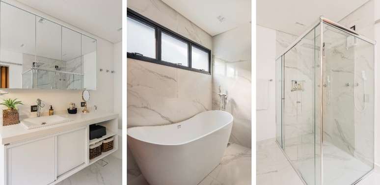 The bathroom received light-colored coverings, a choice that gave the room a light and sophisticated atmosphere.  It is important to combine elements in a way that creates visual harmony.  Project by PB Architettura.