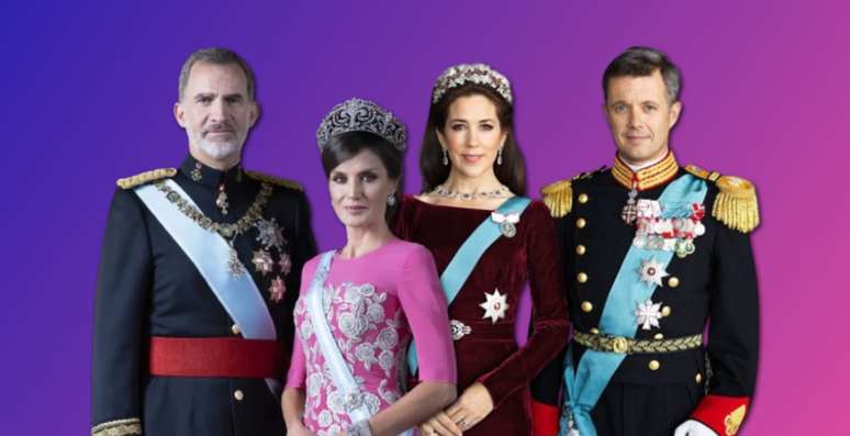 O rei Felipe VI e a rainha Letizia, da Espanha, e os futuros rainha Mary e rei Frederik da Dinamarca: casamento fraturado por puladas de cerca