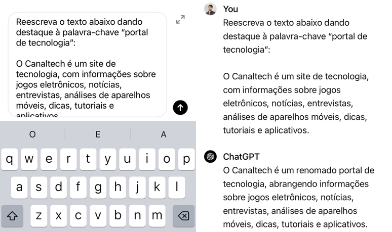 Você pode pedir para o ChatGPT dar destaque a palavras-chave em um texto (Imagem: Captura de tela/Fabrício Calixto/Canaltech)