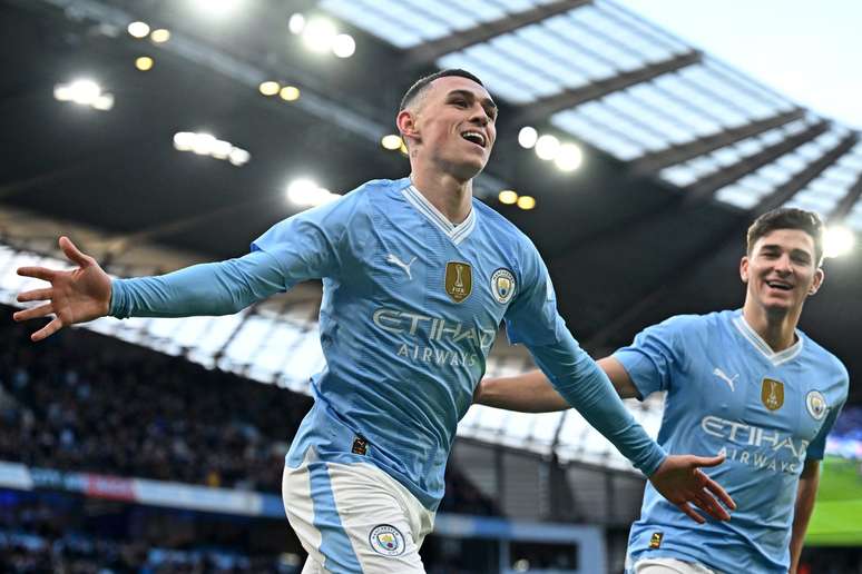 Foden celebrates Manchester City's goal 