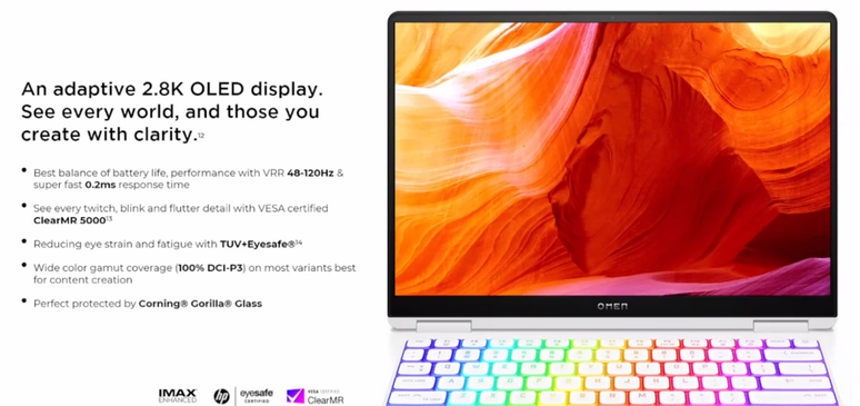 Tela do Omen Transcend 14 pode ser uma boa para criadores de conteúdo (Imagem: Divulgação/HP)