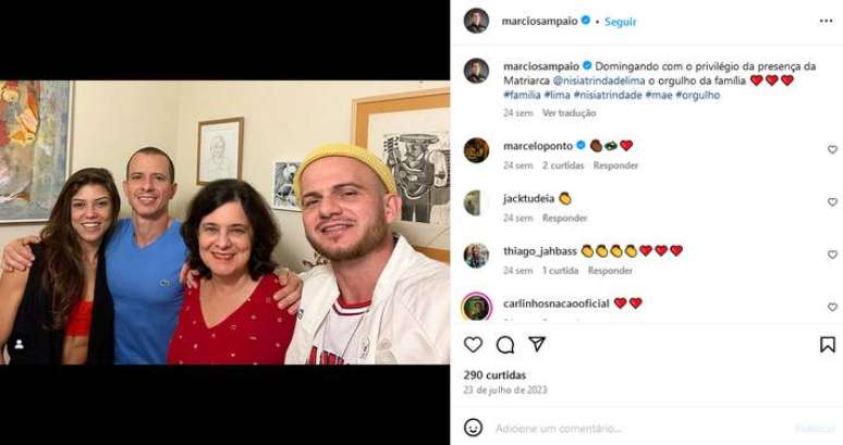 Márcio Sampaio (segundo da esquerda para a direta), filho da ministra da Saúde, Nísia Trindade (no centro da foto), é nomeado secretário de Cultura de Cabo Frio (RJ).