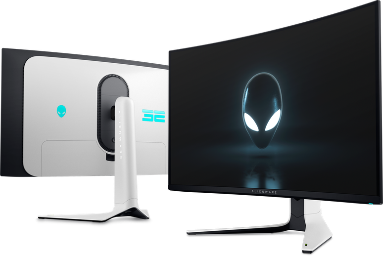 Alienware 32 4K QD-OLED (AW3225QF) tem design curvo para garantir jogatina mais imersiva (Imagem: Divulgação/Dell)