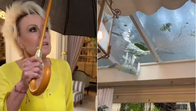 Ana Maria Braga postou um vídeo indignada após acidente em sua casa por causa da chuva