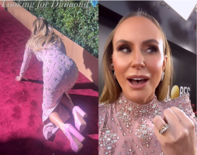 The presenter loses a 4-carat diamond on the Golden Globes red carpet