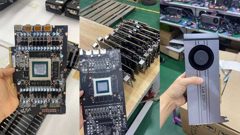 Empresas chinesas desmontam placas GeForce RTX 4090 para utilizar componentes em servidores personalizados de IA (Imagem: Baidu Tieba / Reprodução)