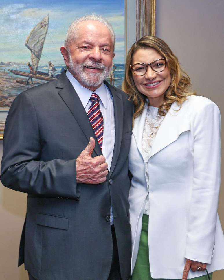 Lula e Janja, que usa look da Misci e da Neriage 